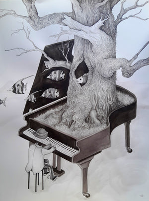 Surrealist Piano Man- Animated print