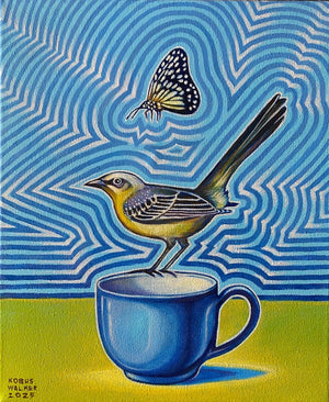 Mockingbird with teacup